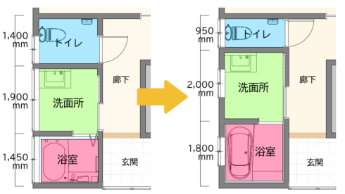 リフォーム前後の間取り図